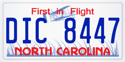 NC license plate DIC8447