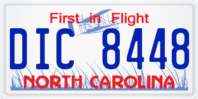 NC license plate DIC8448