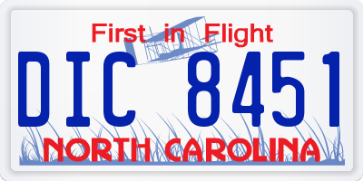 NC license plate DIC8451