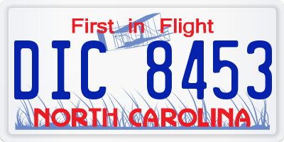 NC license plate DIC8453