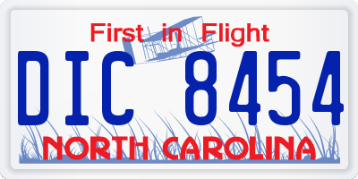 NC license plate DIC8454