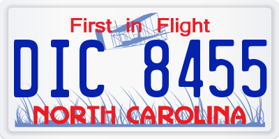 NC license plate DIC8455