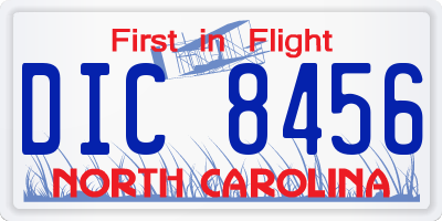 NC license plate DIC8456
