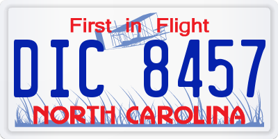 NC license plate DIC8457