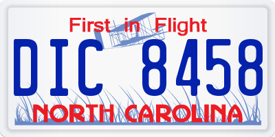 NC license plate DIC8458