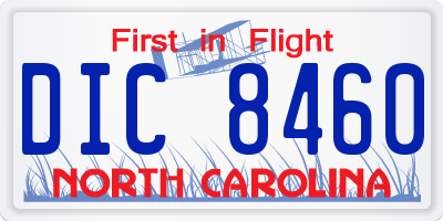 NC license plate DIC8460