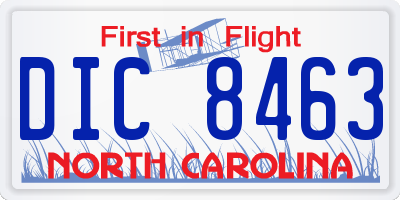 NC license plate DIC8463