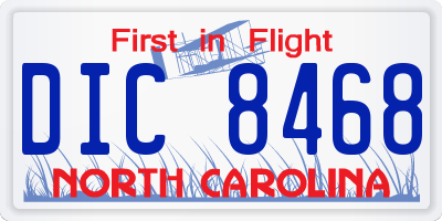 NC license plate DIC8468