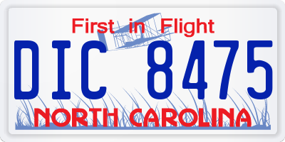 NC license plate DIC8475
