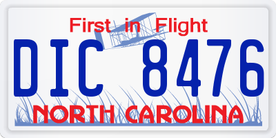 NC license plate DIC8476