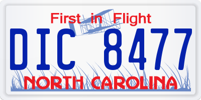 NC license plate DIC8477