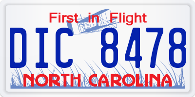 NC license plate DIC8478