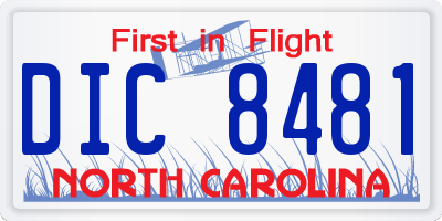 NC license plate DIC8481