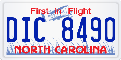 NC license plate DIC8490
