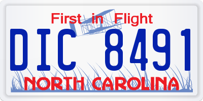 NC license plate DIC8491