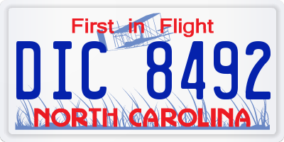 NC license plate DIC8492
