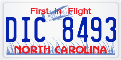 NC license plate DIC8493