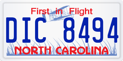 NC license plate DIC8494