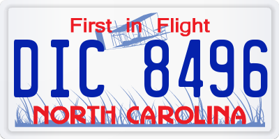 NC license plate DIC8496