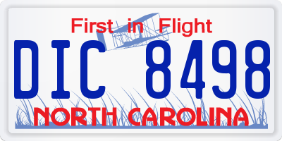 NC license plate DIC8498