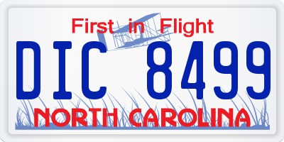 NC license plate DIC8499