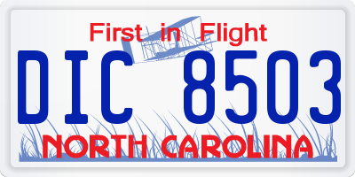 NC license plate DIC8503