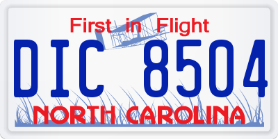 NC license plate DIC8504