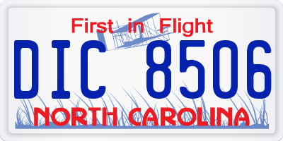 NC license plate DIC8506