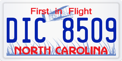NC license plate DIC8509