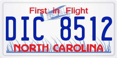 NC license plate DIC8512