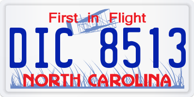 NC license plate DIC8513