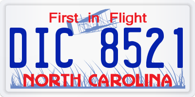 NC license plate DIC8521