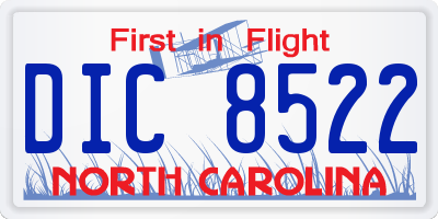 NC license plate DIC8522
