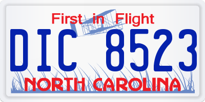 NC license plate DIC8523