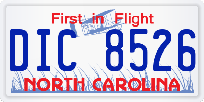 NC license plate DIC8526