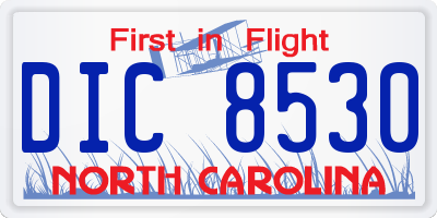 NC license plate DIC8530