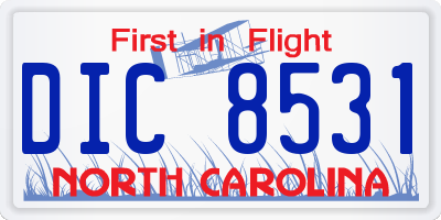 NC license plate DIC8531
