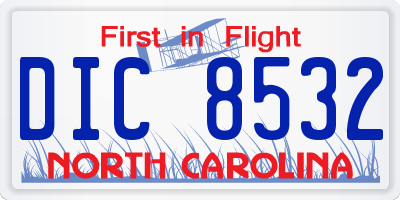 NC license plate DIC8532