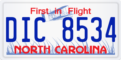 NC license plate DIC8534