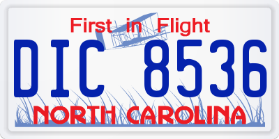NC license plate DIC8536