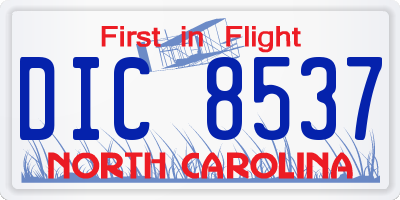 NC license plate DIC8537