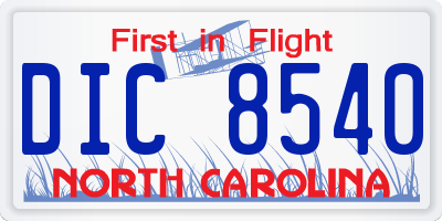 NC license plate DIC8540