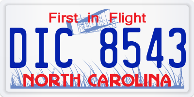 NC license plate DIC8543