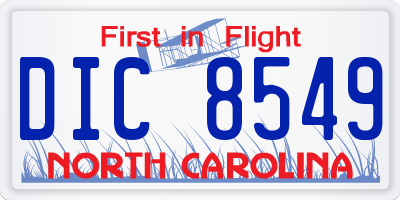 NC license plate DIC8549