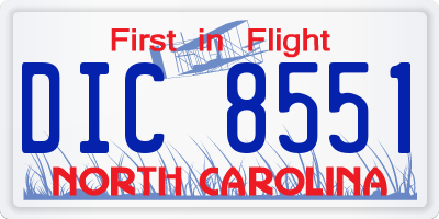 NC license plate DIC8551