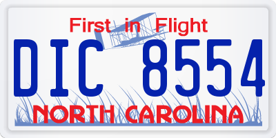 NC license plate DIC8554