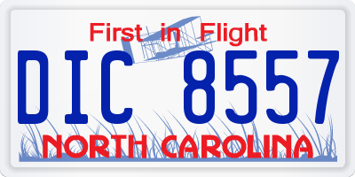 NC license plate DIC8557