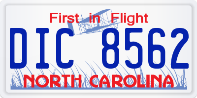 NC license plate DIC8562