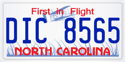 NC license plate DIC8565