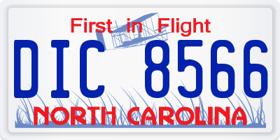 NC license plate DIC8566